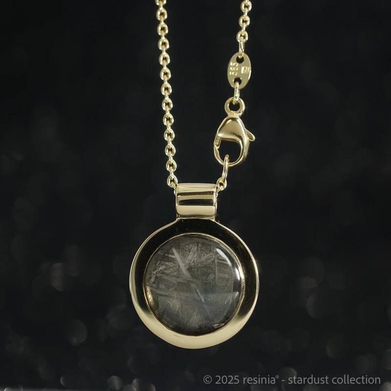 Amulett Muonionalusta – Meteorit in 585 Gelbgold mit Widmanstätten-Struktur – Bild 8
