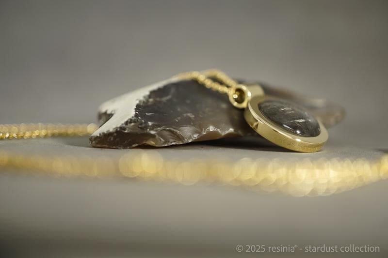 Amulett Muonionalusta – Meteorit in 585 Gelbgold mit Widmanstätten-Struktur – Bild 7