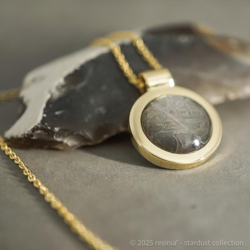 Amulett Muonionalusta – Meteorit in 585 Gelbgold mit Widmanstätten-Struktur – Bild 6