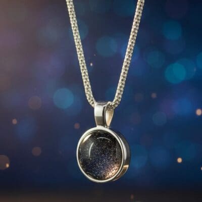 Kallisto – 925 Silber Anhänger mit Meteoritenstaub, rund 12 mm