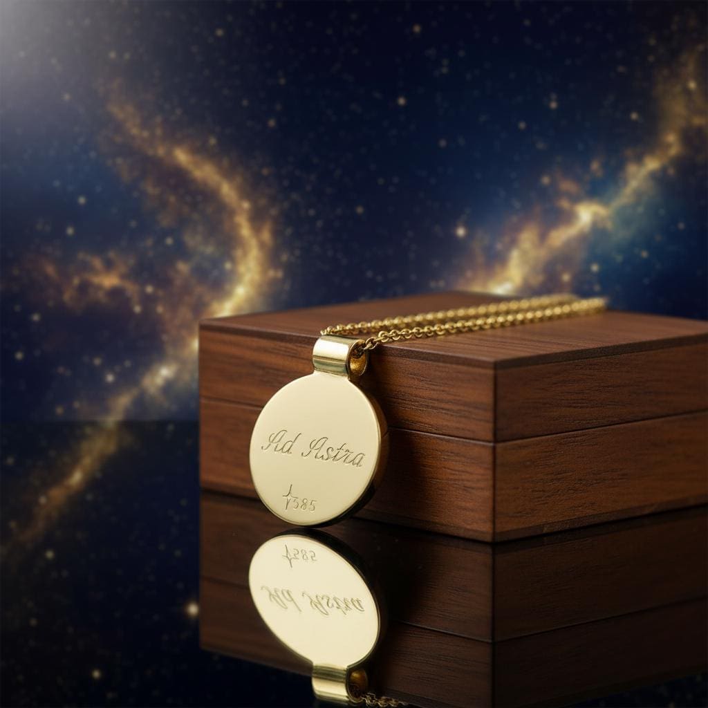 Amulett Muonionalusta – Meteorit in 585 Gelbgold mit Widmanstätten-Struktur – Bild 3