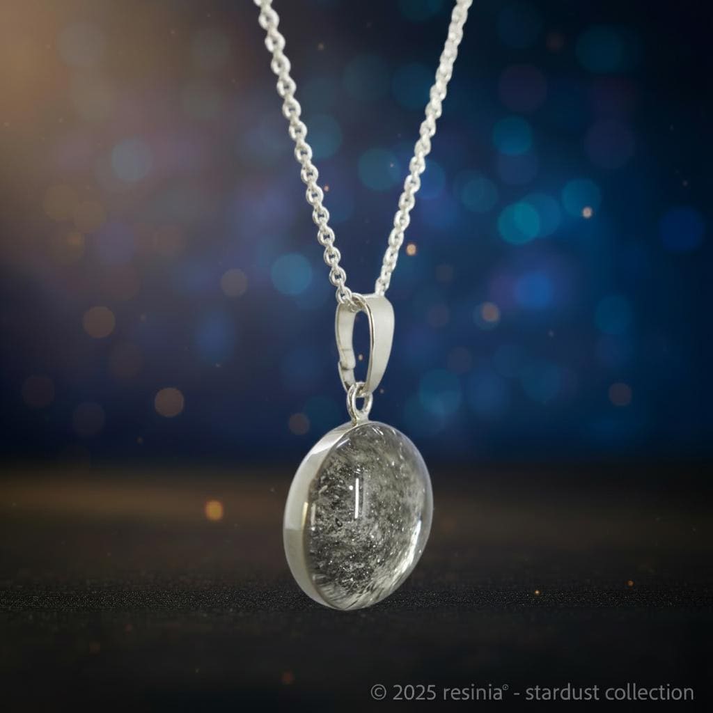 Amulett Merkur – Rundes Amulett mit Meteoritenstaub, 925 Silber – Bild 2