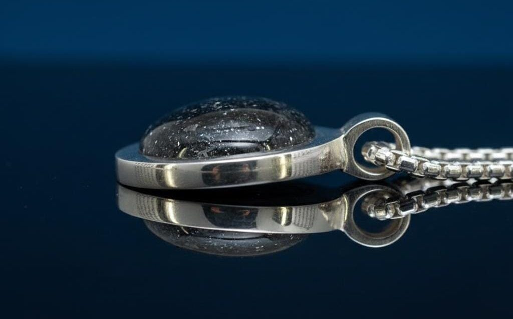 Amulett Saturn S – Meteoritschmuck mit Sternenstaub, 925 Silber – Bild 5