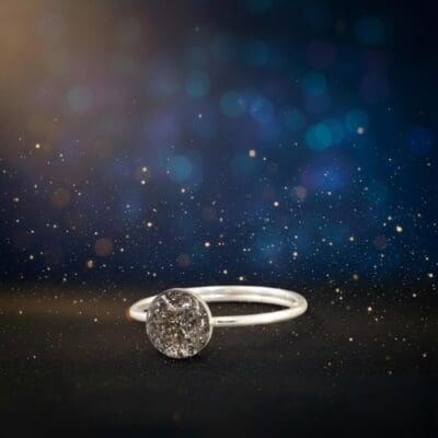 Ring Nova – 925 Silber mit Meteoritenstaub, 6 mm