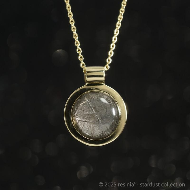 Amulett Muonionalusta – Meteorit in 585 Gelbgold mit Widmanstätten-Struktur – Bild 9